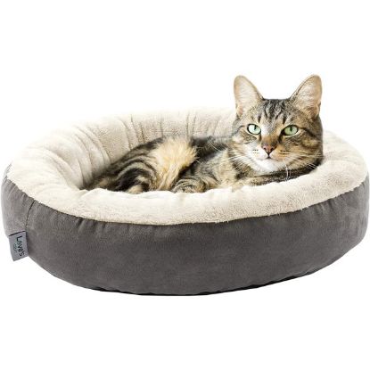 Round Donut Cat and Dog Cushion Bed, Pet Bed for Cats or Small Dogs, Anti-Slip &amp; Water-Resistant Bottom, Super Soft Durable Fabric Pet beds, Washable Luxury Cat &amp; Dog Bed Gray