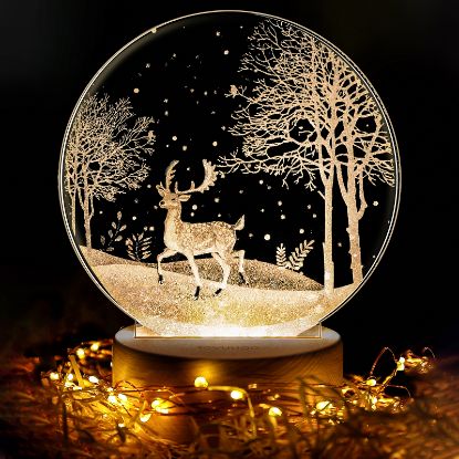 3D Night Light, LED Elk Lights, YueKeCH Night Lights for Kids, Baby Night Light, Bedside Lamp, Adjustable Brightness, 3 Colors, USB Charging, Suitable for Girls,Children Christmas Birthday Gifts