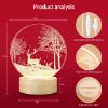 3D Night Light, LED Elk Lights, YueKeCH Night Lights for Kids, Baby Night Light, Bedside Lamp, Adjustable Brightness, 3 Colors, USB Charging, Suitable for Girls,Children Christmas Birthday Gifts